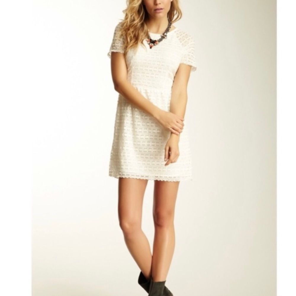 Free People Candy Ivory Lace Vintage Inspired Mini Dress - Picture 2 of 14